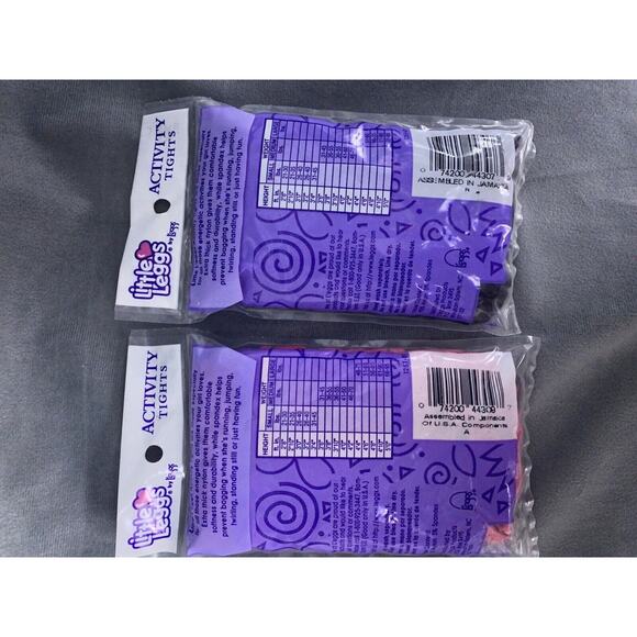 Vintage Little L'eggs Leggs Activity Footless Tights Girls Large Black Pink Lot - Picture 6 of 7